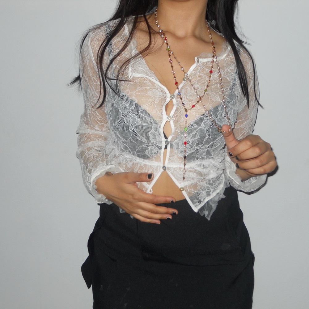 Lacey coquette top 🩶